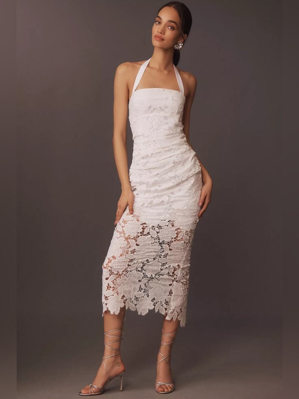Delfi Collective Galina Halter Lace Eyelet Midi Dress